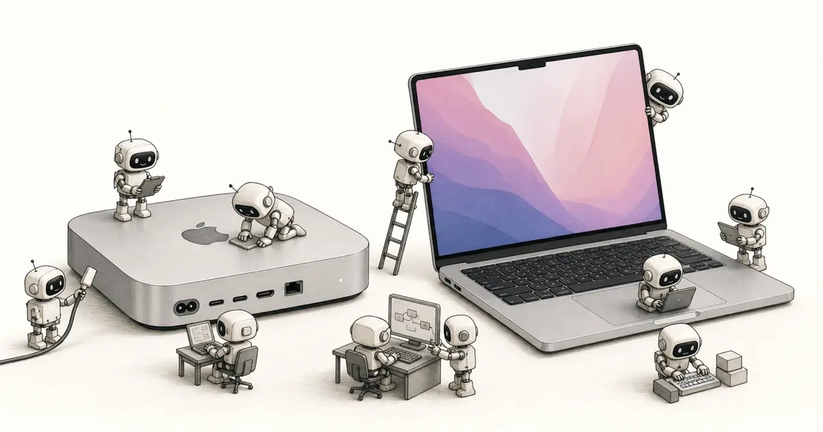 一台 Mac mini + 一台 MacBook，加起来跑着十来只龙虾。